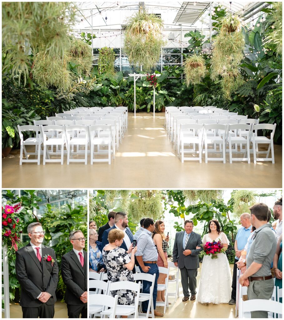 Michigan wedding, grand rapids, greenhouse, indoor wedding, bride and groom, downtown market