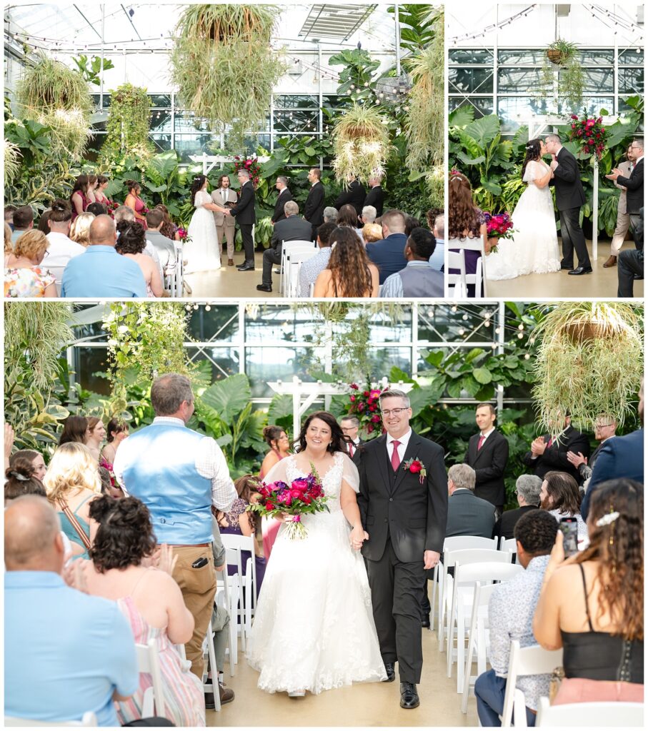 Michigan wedding, grand rapids, greenhouse, indoor wedding, bride and groom, downtown market