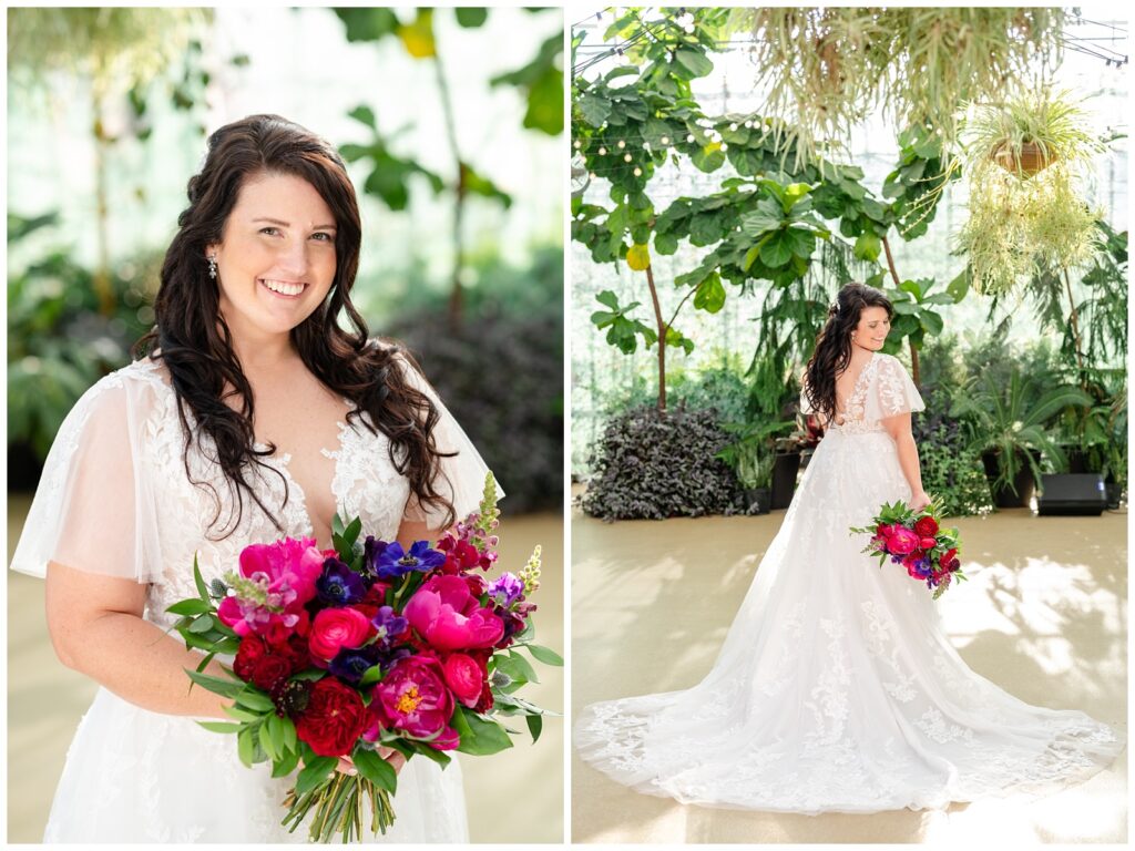 Michigan wedding, grand rapids, greenhouse, indoor wedding, bride and groom, downtown market