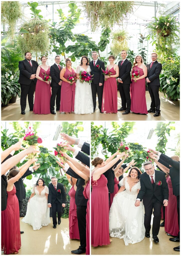 Michigan wedding, grand rapids, greenhouse, indoor wedding, bride and groom, wedding party, downtown market