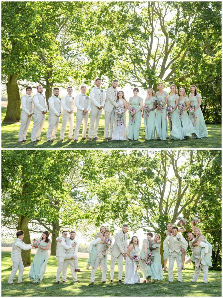 The gathering, Michigan wedding, rustic wedding, bride and groom, wedding party