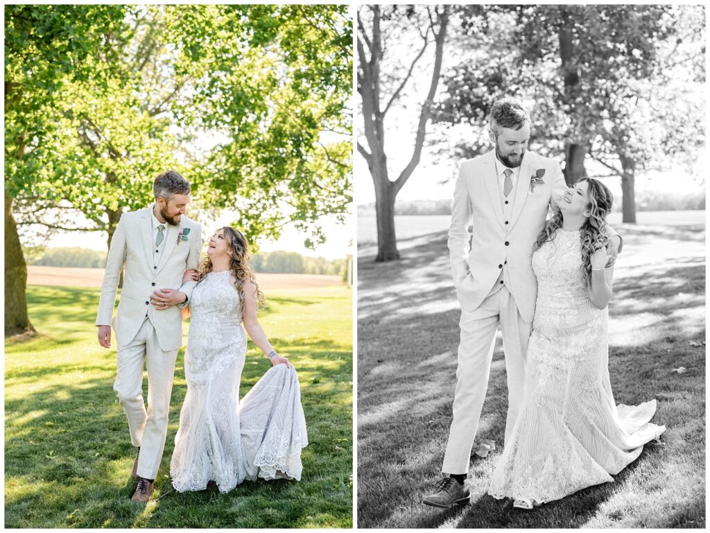 The gathering, Michigan wedding, rustic wedding, bride and groom