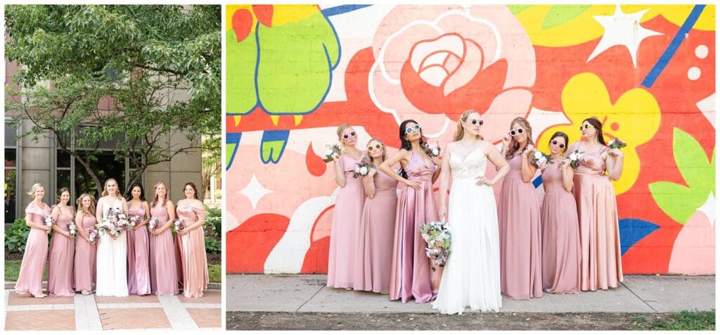 grand rapids, downtown, wedding, wedding party, bridesmaids