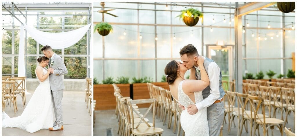 bride and groom, Saugatuck Michigan, spring wedding, tulip bouquet, wedding photos, ivy house venue, green house