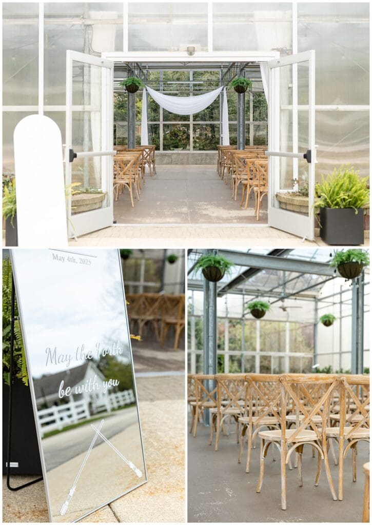 bride and groom, Saugatuck Michigan, spring wedding, tulip bouquet, wedding photos, ivy house venue, green house