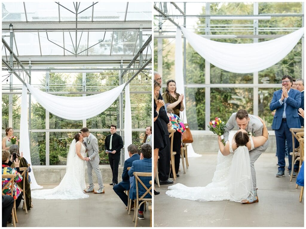 bride and groom, Saugatuck Michigan, spring wedding, tulip bouquet, wedding photos, ivy house venue, green house